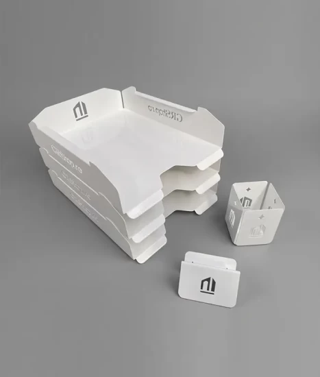 Set tăvițe metalice pentru birou OFFICE 3, OF6A-S3, model 6, alb
