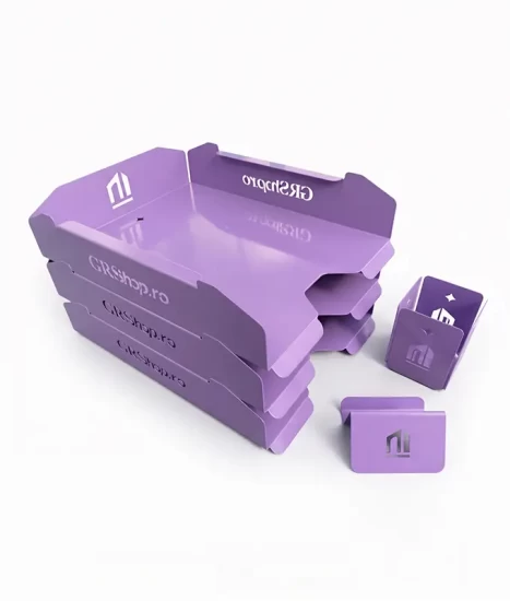 Set tăvițe metalice pentru birou OFFICE 3, OF6V-S3, model 6, violet