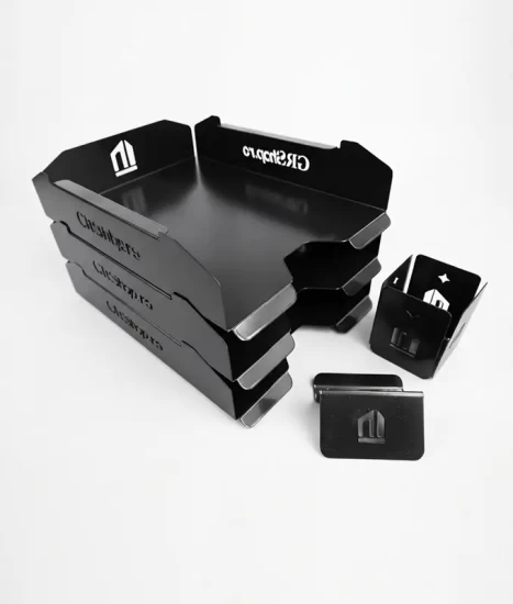 Set tăvițe metalice pentru birou OFFICE 3, OF6N-S3, model 6, negru