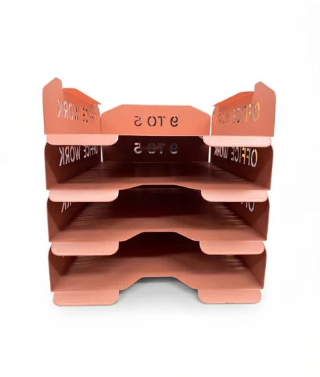 Set tăvițe metalice pentru birou OFFICE 4, OF5P-S4, model 5, pink