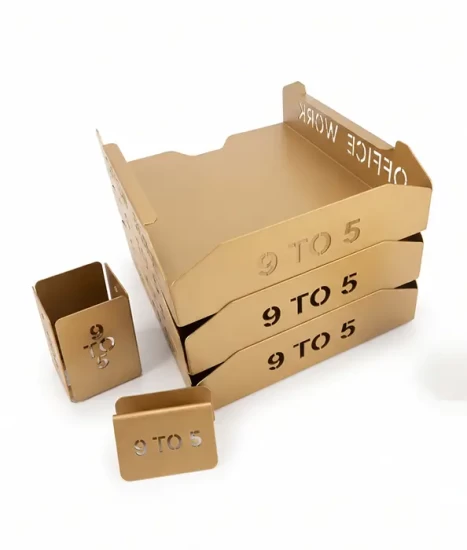 Set tăvițe metalice pentru birou OFFICE 3, OF5G-S3, model 5, gold
