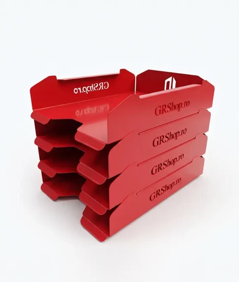 Set tăvițe metalice pentru birou OFFICE 4, OF6R-S4, model 6, roșu