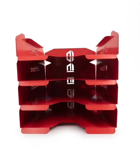 Set tăvițe metalice pentru birou OFFICE 4, OF6R-S4, model 6, roșu
