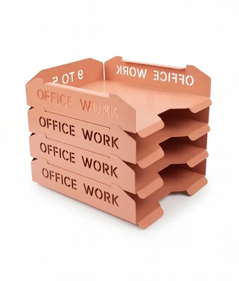 Set tăvițe metalice pentru birou OFFICE 4, OF5P-S4, model 5, pink