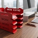 Set tăvițe metalice pentru birou OFFICE 4, OF5R-S4, model 5, roșu