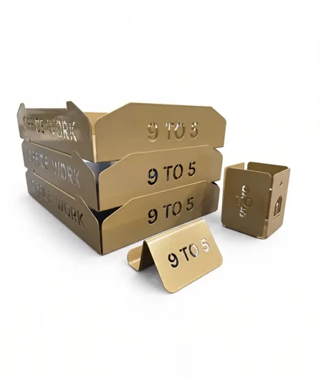 Set tăvițe metalice pentru birou OFFICE 3, OF5G-S3, model 5, gold