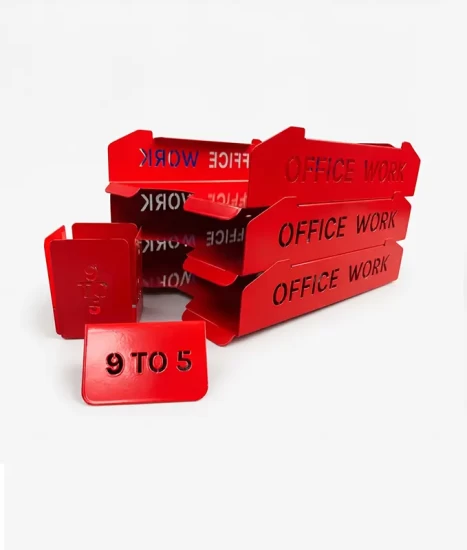 Set tăvițe metalice pentru birou OFFICE 3, OF5R-S3, model 5, roșu