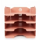 Set tăvițe metalice pentru birou OFFICE 4, OF6P-S4, model 6, pink