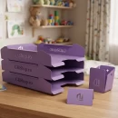 Set tăvițe metalice pentru birou OFFICE 3, OF6V-S3, model 6, violet