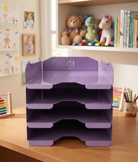Set tăvițe metalice pentru birou OFFICE 4, OF6V-S4, model 6, violet