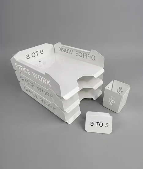 Set tăvițe metalice pentru birou OFFICE 3, OF5A-S3, model 5, alb