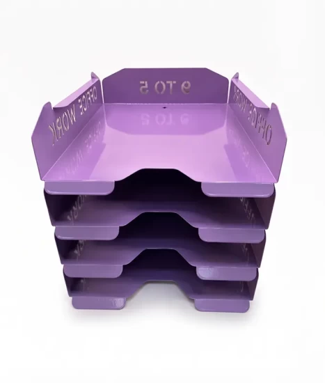Set tăvițe metalice pentru birou OFFICE 4, OF5V-S4, model 5, violet