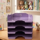Set tăvițe metalice pentru birou OFFICE 4, OF6V-S4, model 6, violet