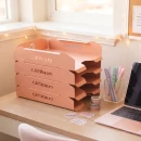 Set tăvițe metalice pentru birou OFFICE 4, OF6P-S4, model 6, pink