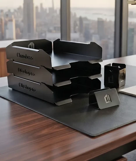 Set tăvițe metalice pentru birou OFFICE 3, OF6N-S3, model 6, negru