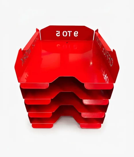 Set tăvițe metalice pentru birou OFFICE 4, OF5R-S4, model 5, roșu