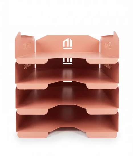 Set tăvițe metalice pentru birou OFFICE 4, OF6P-S4, model 6, pink