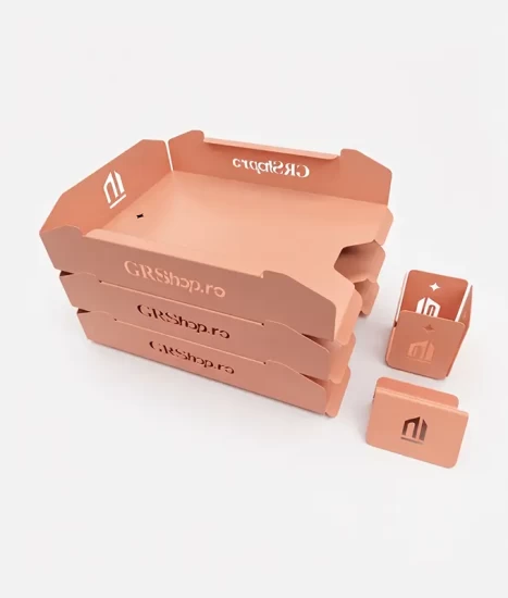 Set tăvițe metalice pentru birou OFFICE 3, OF6P-S3, model 6, pink