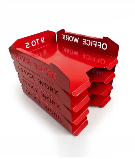 Set tăvițe metalice pentru birou OFFICE 4, OF5R-S4, model 5, roșu