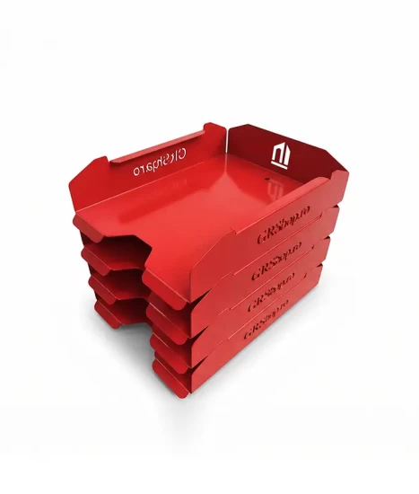 Set tăvițe metalice pentru birou OFFICE 4, OF6R-S4, model 6, roșu