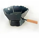 Cățuie din metal cu mâner din lemn pentru ars tămâie, GRS-K3N, negru, 80mm