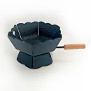 Cățuie din metal cu mâner din lemn pentru ars tămâie, GRS-K3N, negru, 80mm