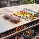 Plită inox pentru gătit la foc, GRS PX6, inox 6 mm grosime, mânere laterale, 63 x 23 cm