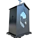 Felinar metalic pentru cimitir, GRS F6N, vopsit electrostatic negru, cu picior