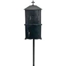 Felinar metalic pentru cimitir, GRS F1N, vopsit electrostatic negru, cu picior detasabil