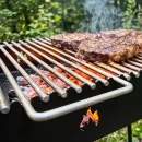 Grill pentru grătar cărbuni, inox 6 mm, 37 x 60 cm, cu mânere