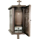 Felinar metalic pentru cimitir, GRS F9M, vopsit electrostatic maro, cu picior