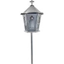 Felinar metalic pentru cimitir, GRS F3G, vopsit electrostatic gri-argintiu, cu picior,