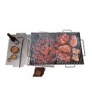 Grătar metalic de curte și grădină model W, 70 x 45 x 85 cm, pe cărbuni, cu picioare detașabile, două grilluri și o plită