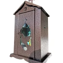 Felinar metalic pentru cimitir, GRS F6M, vopsit electrostatic maro, cu picior