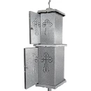 Felinar metalic pentru cimitir, GRS F10G, vopsit electrostatic gri-argintiu, cu picior