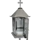 Felinar metalic pentru cimitir, GRS F2G, vopsit electrostatic gri-argintiu, cu picior