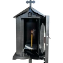 Felinar metalic pentru cimitir, GRS F4N, vopsit electrostatic negru, cu picior