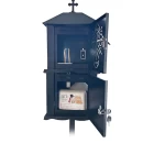 Felinar metalic pentru cimitir, GRS F1N, vopsit electrostatic negru, cu picior detasabil