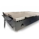 Grătar metalic de curte și grădină model W, 70 x 45 x 85 cm, pe cărbuni, cu picioare detașabile, două grilluri și o plită