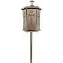 Felinar metalic pentru cimitir, GRS F9M, vopsit electrostatic maro, cu picior