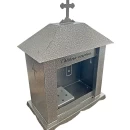 Felinar metalic pentru cimitir, GRS F5G, vopsit electrostatic gri-argintiu, fără picior