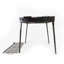 Grătar metalic de curte și grădină model W, 70 x 45 x 85 cm, pe cărbuni, cu picioare detașabile, două grilluri și o plită