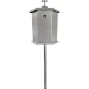 Felinar metalic pentru cimitir, GRS F9G, vopsit electrostatic gri-argintiu, cu picior