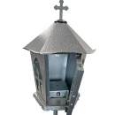 Felinar metalic pentru cimitir, GRS F3G, vopsit electrostatic gri-argintiu, cu picior,