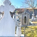 Felinar metalic pentru cimitir, GRS F4G, vopsit electrostatic gri, cu picior