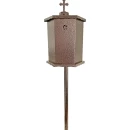 Felinar metalic pentru cimitir, GRS F9M, vopsit electrostatic maro, cu picior