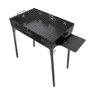 Grătar metalic de grădină și camping model V, 68 x 38 x 77 cm, pe cărbuni, cu picioare detașabile și tăviță suport