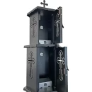 Felinar metalic pentru cimitir, GRS F10N, vopsit electrostatic negru, cu picior