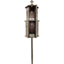Felinar metalic pentru cimitir, GRS F10M, vopsit electrostatic maro, cu picior