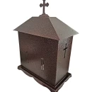Felinar metalic pentru cimitir, GRS F5M, vopsit electrostatic maro, fără picior